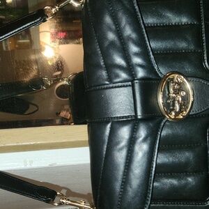 Coach Georgie Shoulder Black Leather Bag with Gold Holdware🖤👜💛